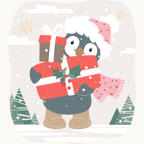 Happy Thanksgiving Instagram Post (1) Penguin holding gifts